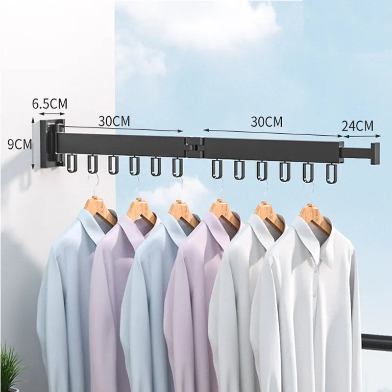 Retractable Cloth Drying Rack Folding Clothes Hanger Wall Mount Indoor Amp Outdoor Space Saving  Home Laundry Clothesline